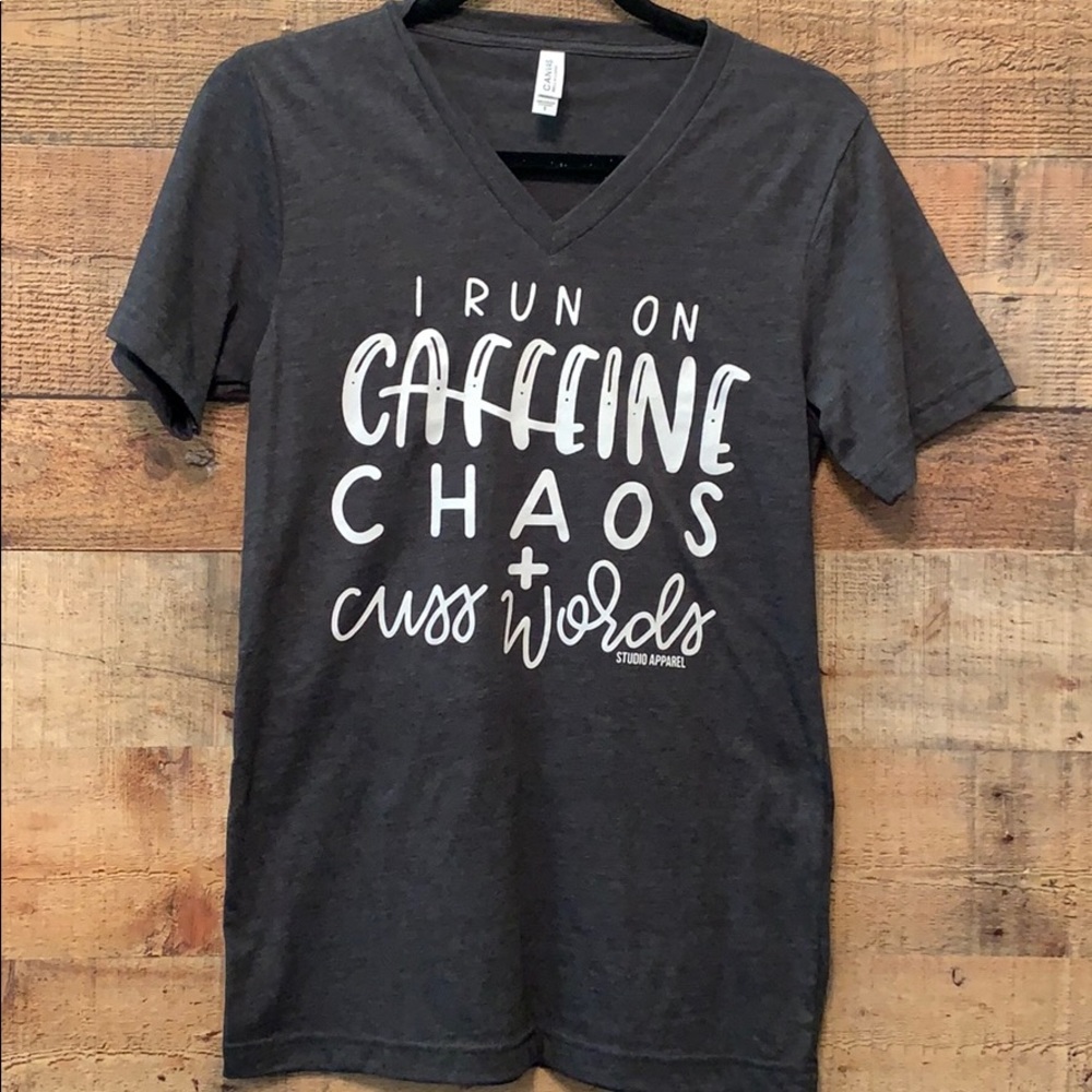V neck grey short sleeve tee